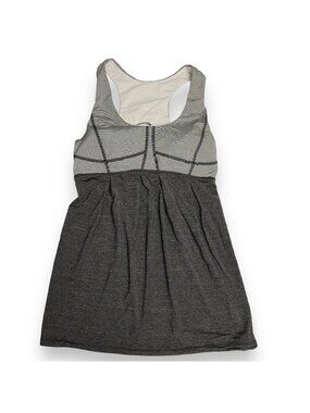 Lululemon Run Your Heart Out Tank Racerback Heathered Black White Microstripe 8